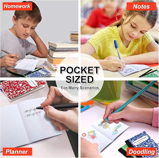 Composition Notebook, Mini Sized 30 Pack 5 Colors Narrow Ruled Mini Composition - Image 7