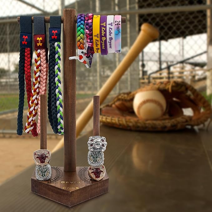 Baseball and Softball Ring Holder for Softball Sports Jewelry,Championship Ring Display Case for Baseball Drip,Jewelry Organizer for Baseball Accessories and Necklace,Sport Bracelet
