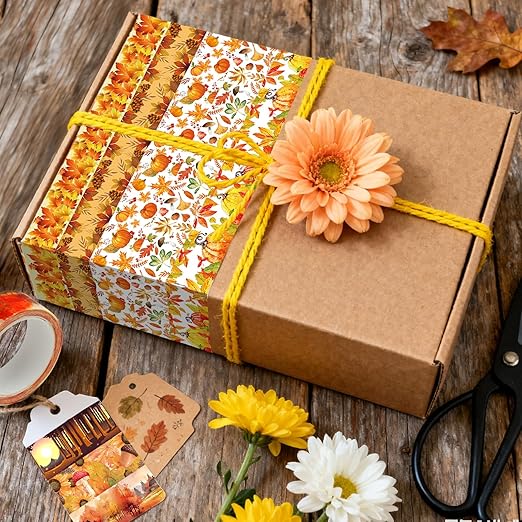 12 Rolls Autumn Washi Tape Set, Fall Maple Leaves Pumpkin Sunflower - Image 6