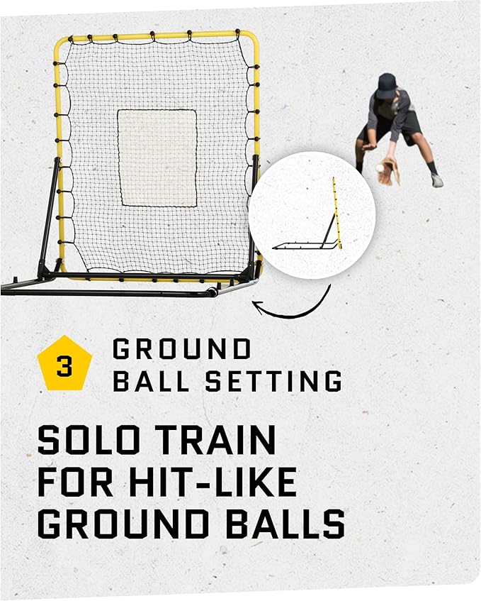SKLZ Fielding Trainer - Baseball, Softball & Volleyball Rebounder Net. Enhanced Solo Fielding Practice for Skill Development. High-Performance Multi-Sport, Portable, 3 Ball Return Angles, 4x4.5 Feet