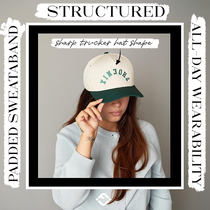 Funky Junque Trucker Hat Women Men 2-Tone Baseball Cap – Vintage Western Style Embroidered Snapback, Premium Cotton Blend
