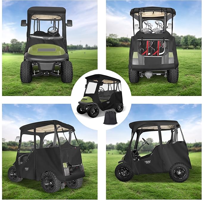 10L0L Deluxe 2 Passenger Golf Cart Enclosure for Club Car Precedent,Onward & Tempo Waterproof Windproof Portable Transparent Golf Cart Rain Enclosures Storage Cover - 57" Roof Fit