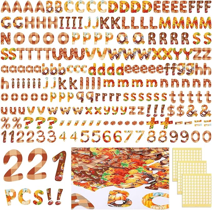 221 Pcs Bulletin Board Letters Round Alphabet Number Punctuation Symbol Combo by Humyoun