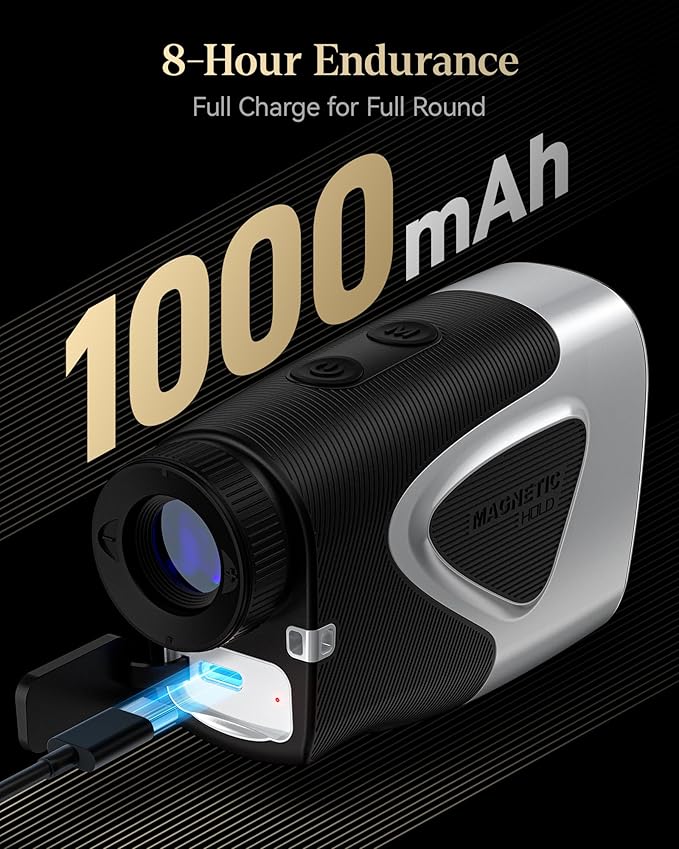 REDTIGER Range Finder Golf, 1200 Yards Golf Rangefinder with Slope, Light-Adaptive Display, 7X Magnification, Flag Lock Vibration, Rechargeable Laser Range Finder with Magnet, GolfVue Series 2