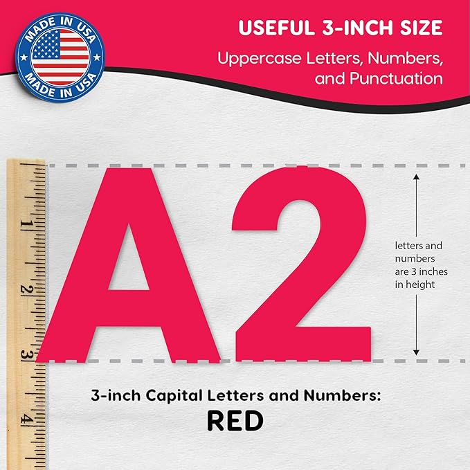 209 Pcs 3" Red Bulletin Board Letters & Numbers, Capital Letters, Punctuation - Image 3