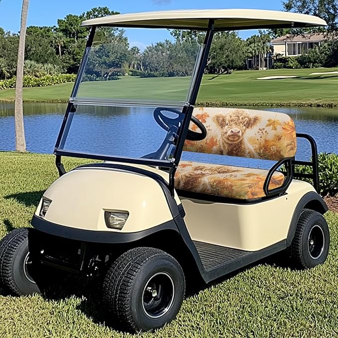 Suobstales Golf Cart Front and Rear Seat Cover Set for EZGO TXT RXV & Club Car DS 2 Passenger, Washable Bench Seat Covers Kit