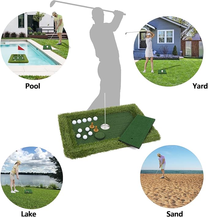HSM Floating Golf Green - Chipping Green, Fun Pool Golf Game, Outdoor Putting Mats Training Accessories