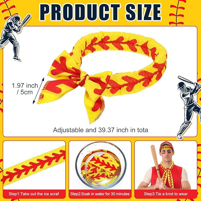 Shyyween 12 Pcs Baseball Cooling Towels Softball Cooling Neck Wraps Ice Scarf Bulk Cool Bandana for Women Men Team Gift Sport