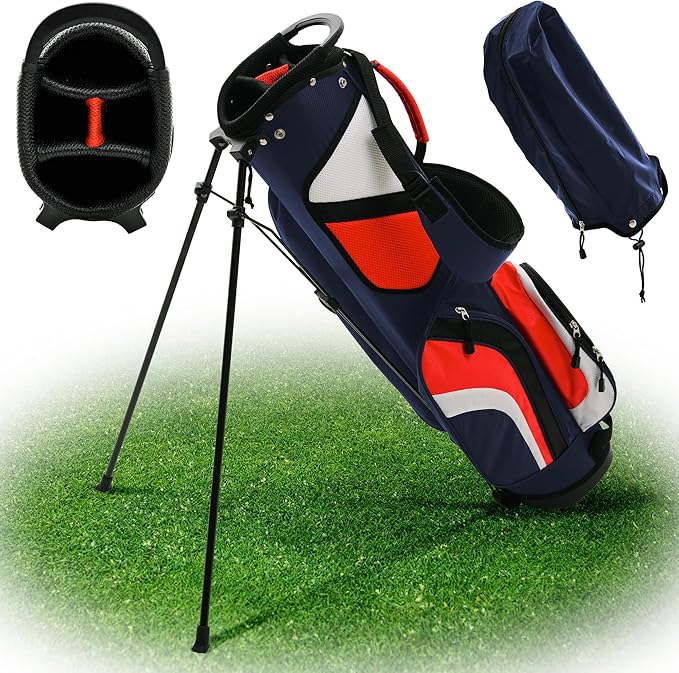 Ultra-Lite Golf Stand Bag - 3 Lbs, 4 Way Divider Portable Golf Club Carry Bag, Water-Repellent Golf Travel Case with Rain Hood, Golf Gifts for Men and Women