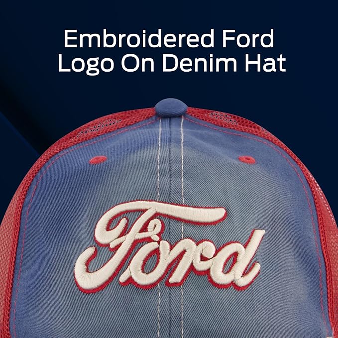 Ford Truck Hat, Logo Mesh Adjustable Baseball Cap with Curved Brim