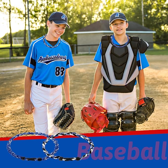 Junkin Baseball Necklaces Three Braided Rope Titanium Necklace for Fans Team Gifts Boys Men Player Softball Sports