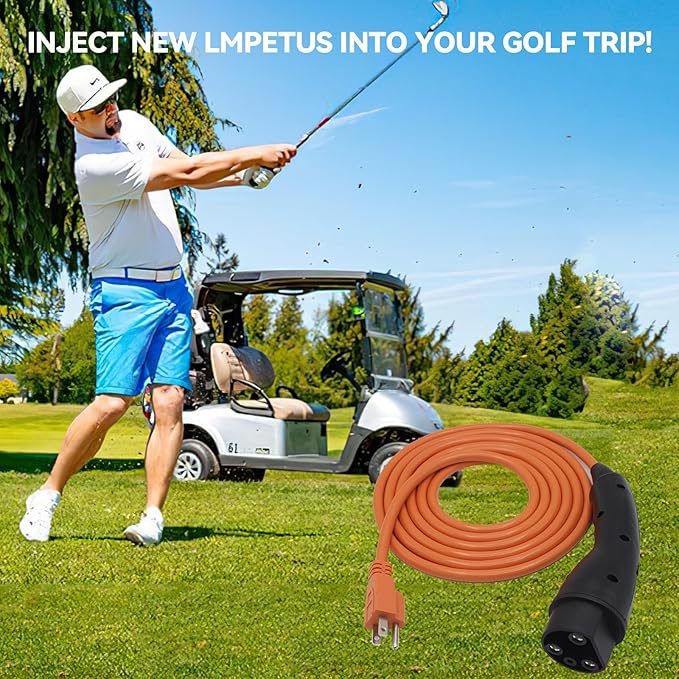 Golf Cart Charger Power Cord, Fits for Evolution ICON EV Golf Carts, 120V 3 Pin Charge Cable Assembly Replace 2.04.0620