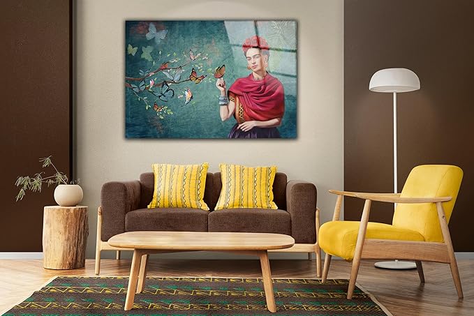 SpiritualHands Frida Kahlo Glasss Wall Art Print, Home Decor Glass Wall Art - Image 2