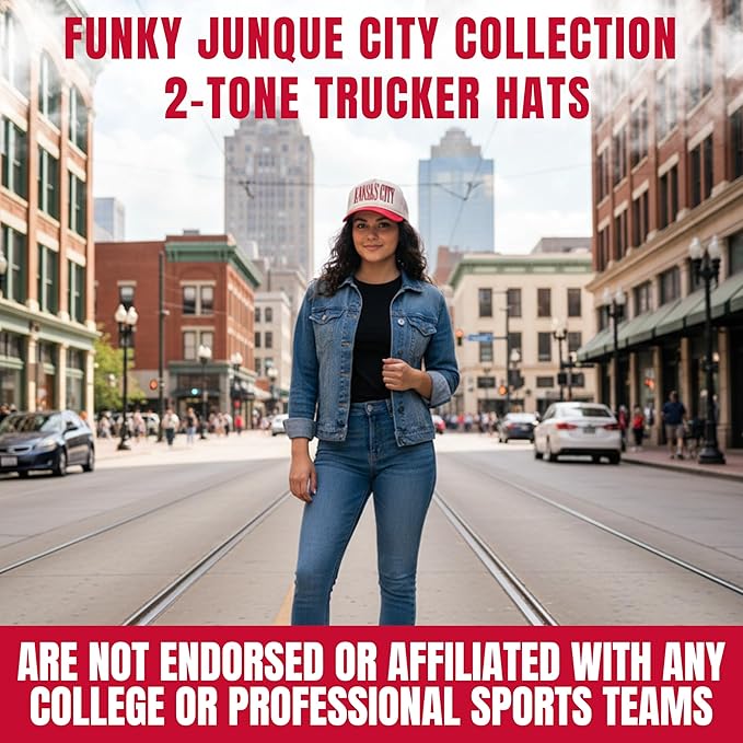 Funky Junque Trucker Hat Women Men 2-Tone Baseball Cap – Vintage Western Style Embroidered Snapback, Premium Cotton Blend