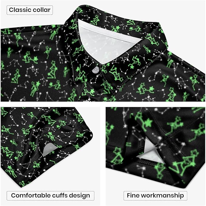 Golf Polo Shirts for Men Funny Print Short Sleeve Golf Shirts Performance Golf Polos