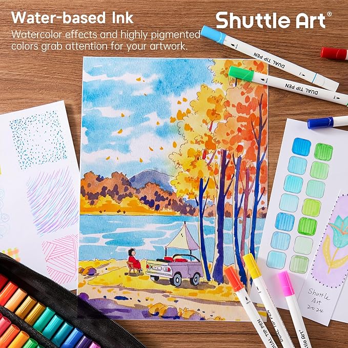Shuttle Art Dual Tip Brush Marker Pens, 105 Colors Fine and Brush Tip Markers - Image 5