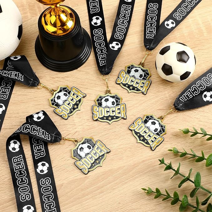 Ecation Medals with Neck Ribbons Soccer Awards Medals Baseball Team Awards Softball T-Ball Flag Football Trophy for Kids Sports Competitions Celebration Gift