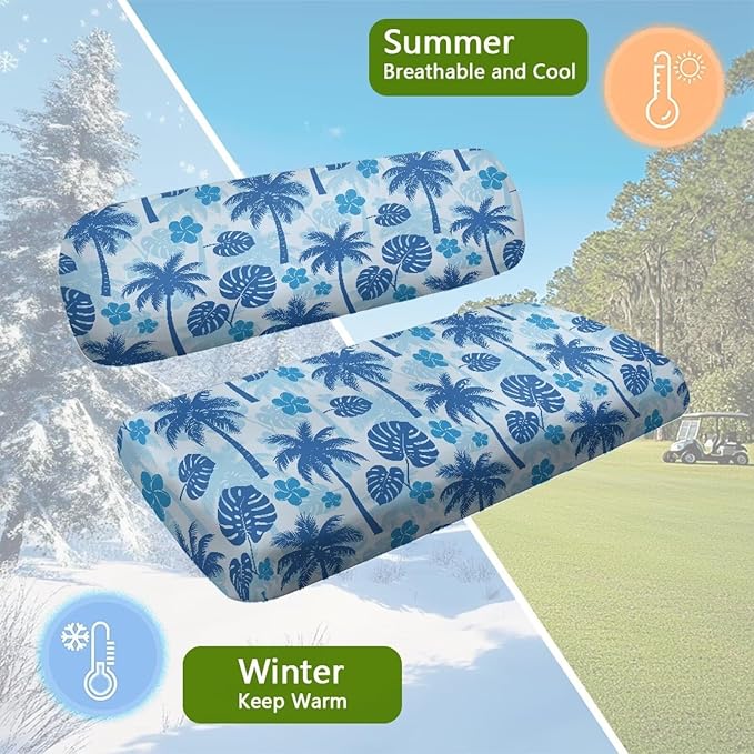 Suobstales Golf Cart Front and Rear Seat Cover Set for EZGO TXT RXV & Club Car DS 2 Passenger, Washable Bench Seat Covers Kit