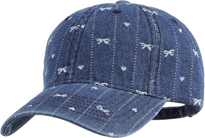 Hoce Fashion Rhinestone Denim Baseball Cap Studded Bling Hat for Women