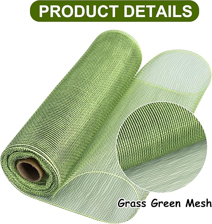 TONIFUL 2 Rolls 10 Inch Sage Green Decorative Mesh Ribbbon Rolls, Fabric Mesh - Image 3
