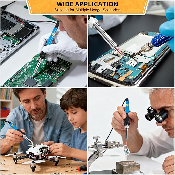 Soldering Iron Kit Electronics, 60W Adjustable Temperature Welding Tool - Image 6