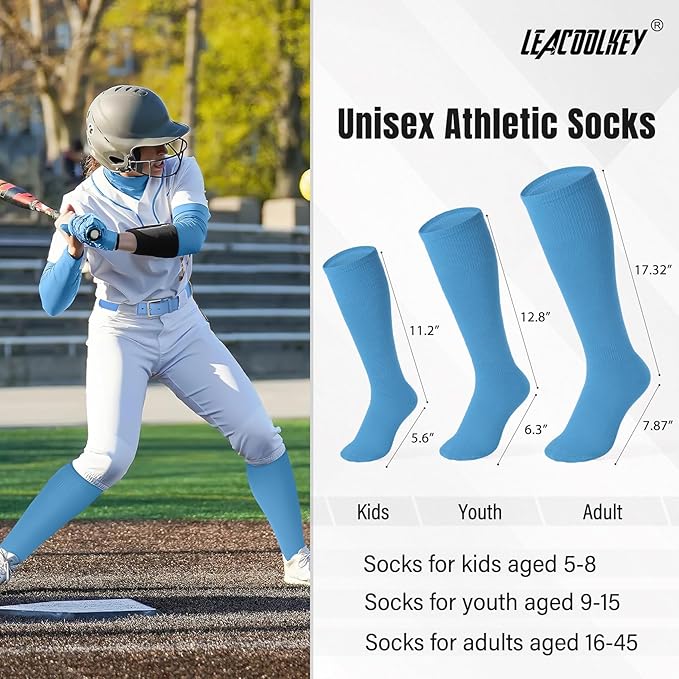 LEACOOLKEY Baseball Belt and Socks Combo Set Adjustable Softball Socks and Elastic Belt for Youth and Adult