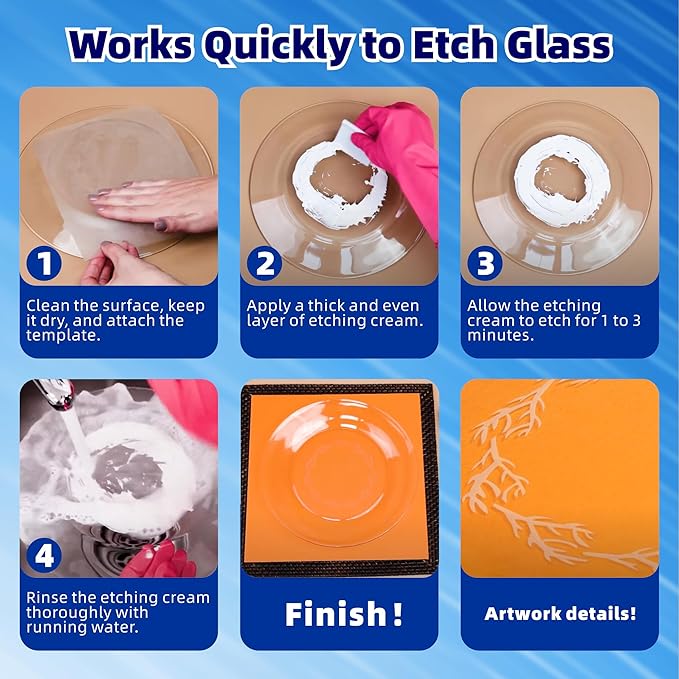 2.8 oz Glassware Etching Kit Creates Permanent Etched Patterns, Etch Starter Kit - Image 6