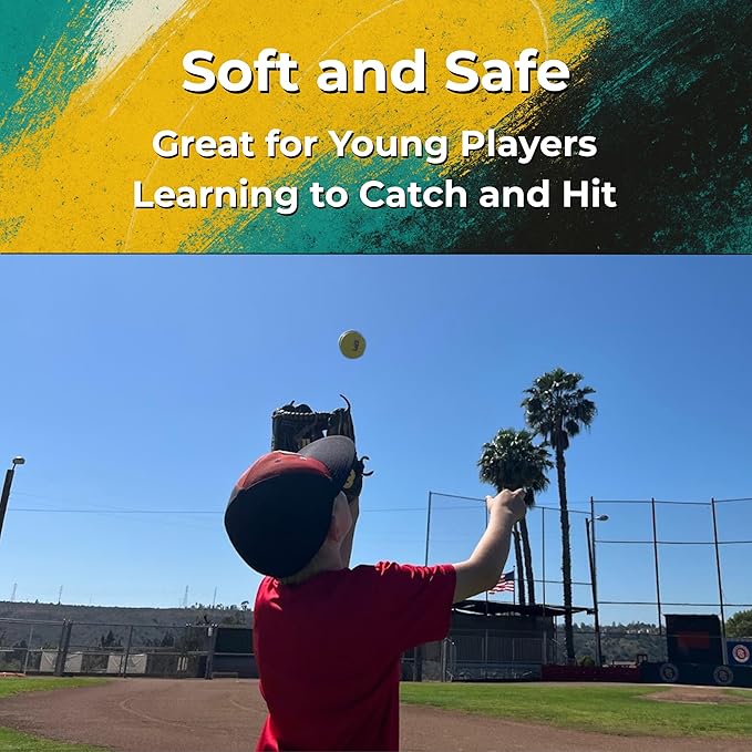 LoFli Limited-Flight Training Baseballs - Regulation Size & Weight, Soft, Safe & Durable - Indoor & Outdoor Practice for Kids & Adults - Yellow