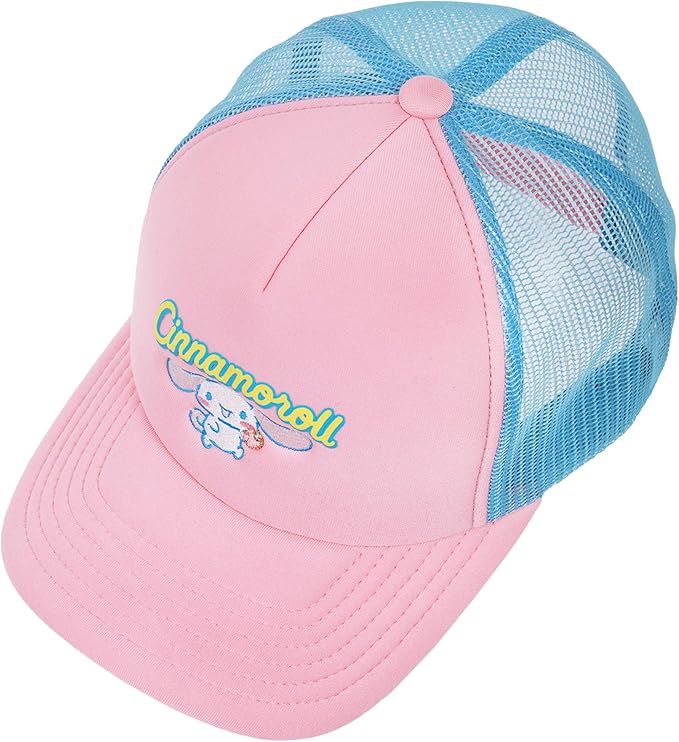 Cinnamoroll Trucker Hat, Puff Print Adult Baseball Cap with Curved Brim, Pink, One Size