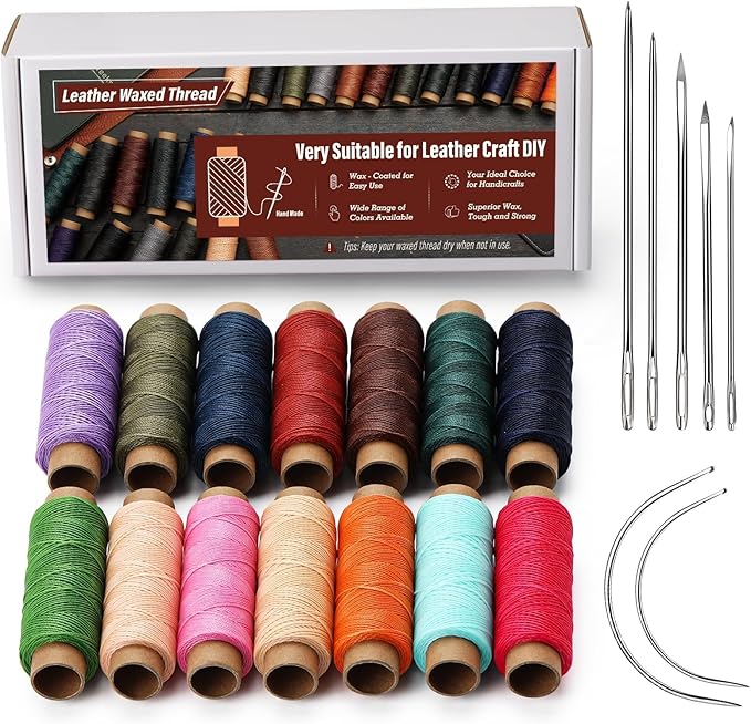 0.55 mm Round Waxed Thread, 14 Colors 76 Yards Spool Wax Coated String by KAQRHFT
