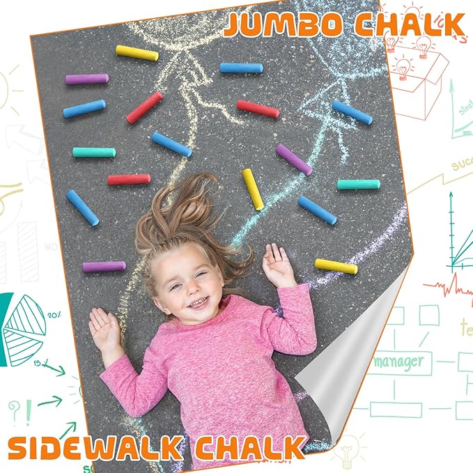 40 Pcs Sidewalk Chalks for Kids Non Toxic Jumbo Chalk for Party Gift Outdoor - Image 4