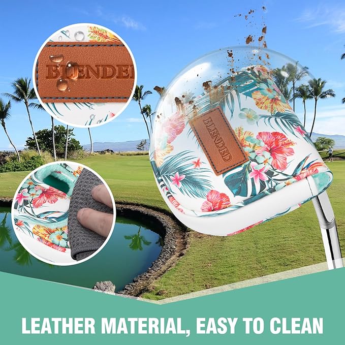 Golf Club Covers Driver Covers Fairway Wood Headcover Hybrid Cover Leather Mallet Putter Covers Blade Headcovers Golf Head Covers for Most Brand
