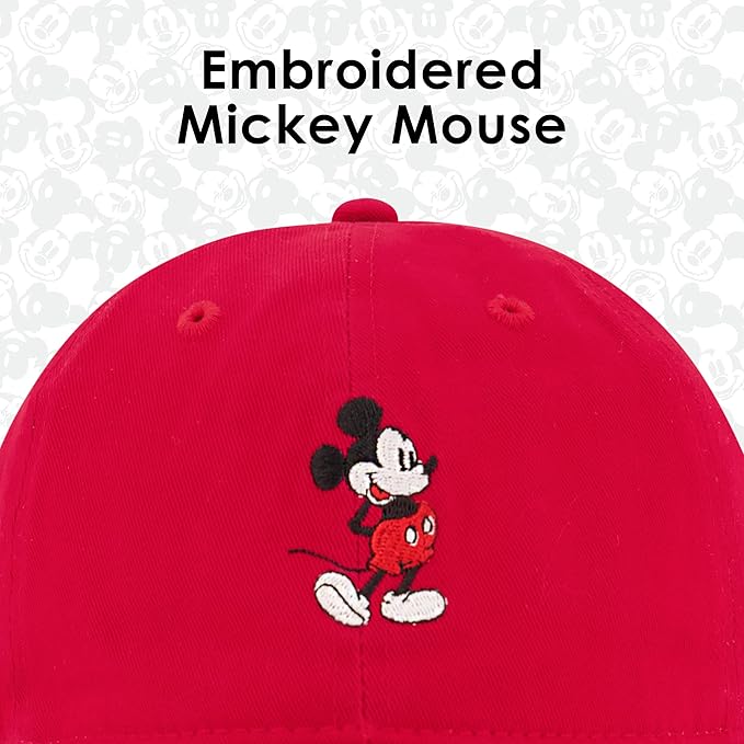 Disney Mickey Mouse Embroidered Cotton Adjustable Dad Hat with Curved Brim