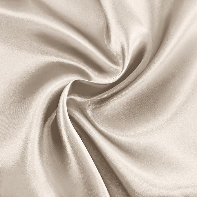 RUDONG M Beige Satin Fabric by The Yard, 3 Yard x 60 Inch Wide Silky Charmeuse by RUDONG+M