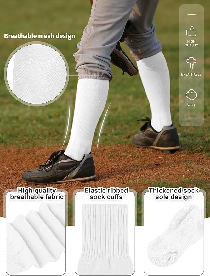 Baseball Socks and Belt Combo Set Cotton Boys Adjustable Baseball Softball Socks and Belt for Boys Girls