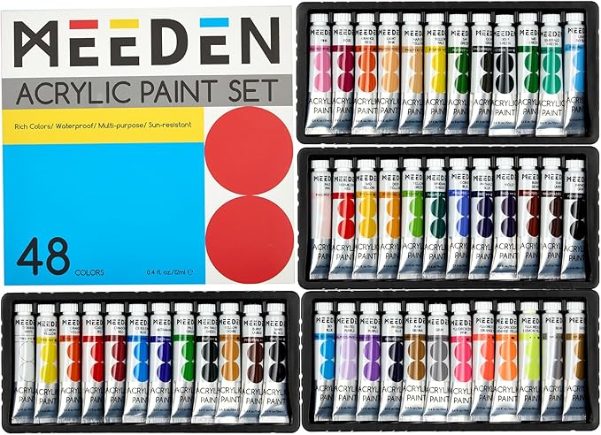 MEEDEN Beginners Acrylic Paint Set: 48 Colors 12ml/0.41 fl oz Heavy Body by MEEDEN