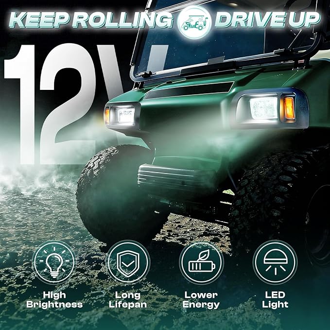 DRIVE UP Club Car LED Light Kit 12 Volt Headlight and Tail Light Assembly for 1993-Up Club Car DS Golf Cart OEM 101988001 101988002