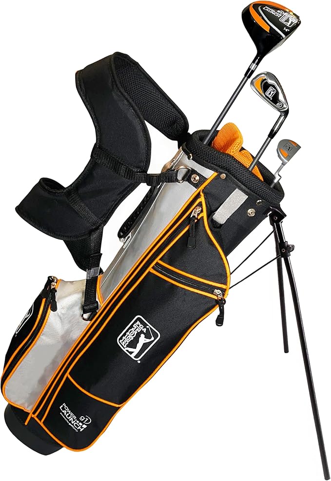 PGA Tour Youth Golf Club Set for Ages 5-15+ (3’5”-5’10”), Right and Left-Handed Kids Golf Sets – Beginner Junior Golf Clubs with Lightweight Stand Bag, Mallet Putter, Hybrid, Driver