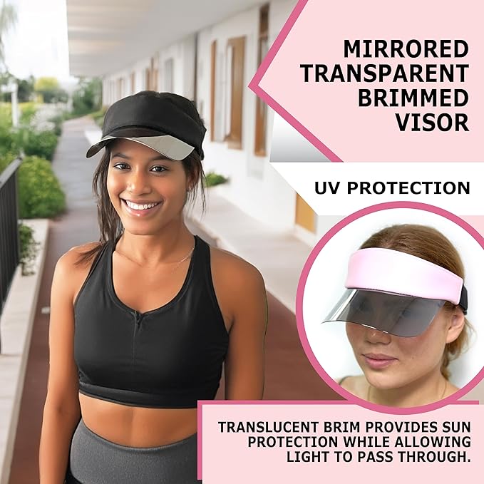 Funky Junque Women's UV 50 Adjustable Sun Visor - Golf Tennis Pickleball - Sports Themes Solid Colors Easter Pastels