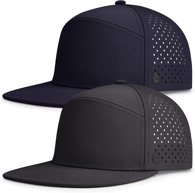 AOPREL Flat Brim Baseball Cap for Men Adjustable Water-Resistant Performance Hat with Breathable Laser Perforated