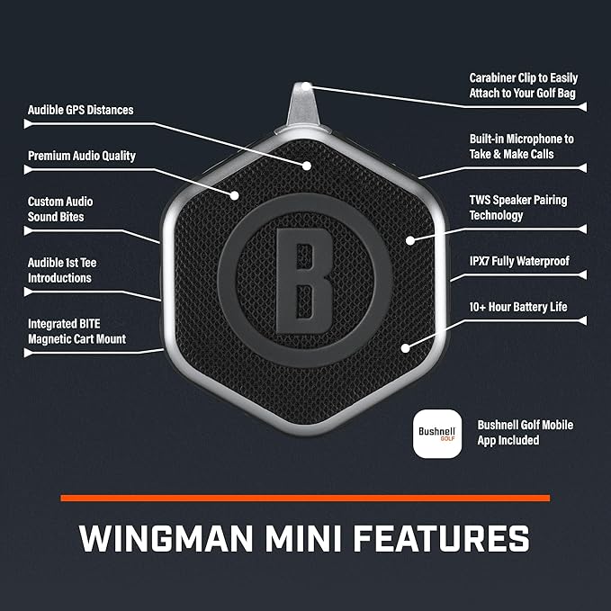 Bushnell Golf Wingman Mini Bluetooth Speaker with GPS Black