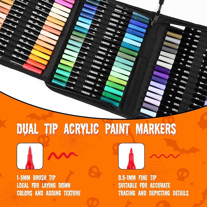 72 Colors Acrylic Paint Markers, Dual Tip - Image 2