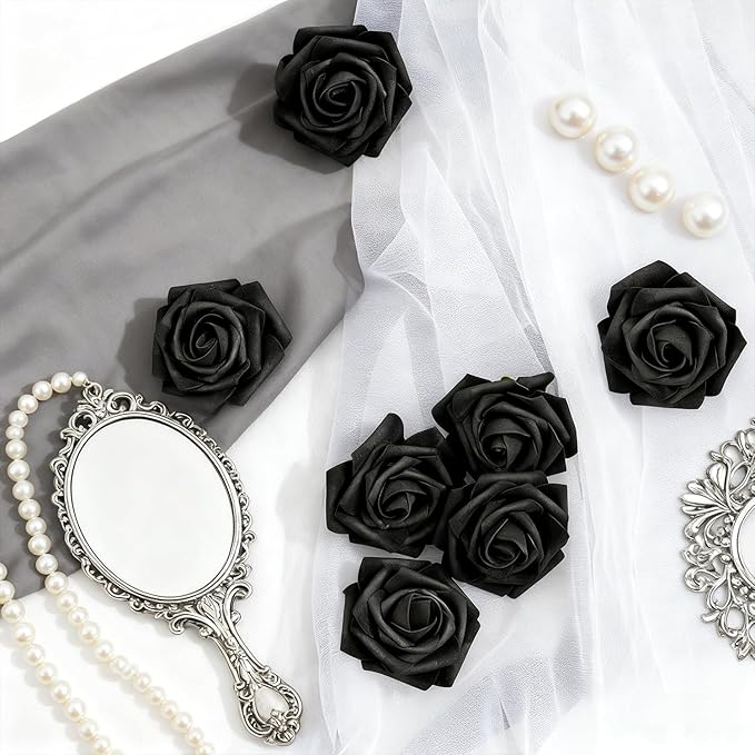 Artificial Flowers Foam Fake Roses 25pcs Black Roses - Image 3