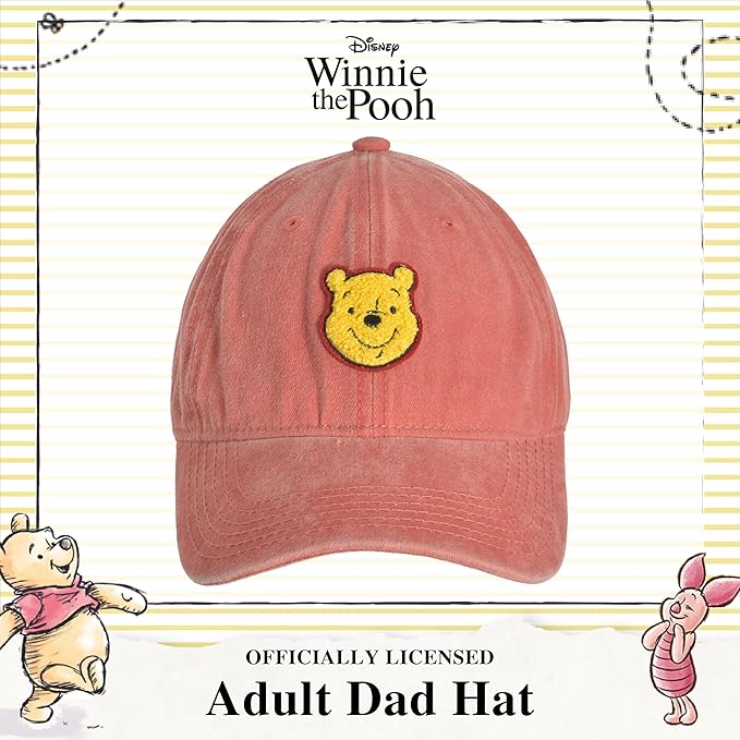 Disney Winnie The Pooh Dad Hat, Adjustable Cotton Baseball Cap with Curved Brim
