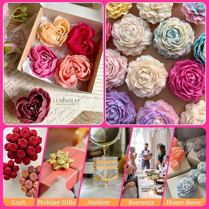 6PCS Flower Silicone Molds Set, 3D Rose Flower Silicone Fondant Mold Valentine - Image 4