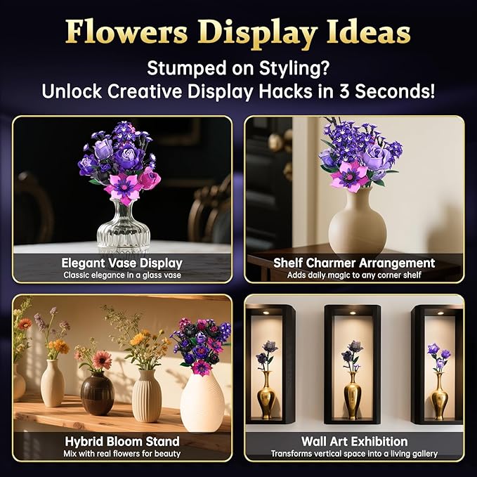 Gothic Rose Bouquet Building Set, Compatible - Image 7