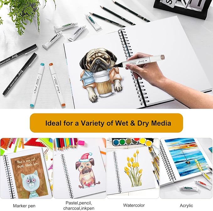 Bianyo Mixed Media Paper Sketchbook, 60 Sheets/Each, 123 LBS/200 GSM, - Image 2