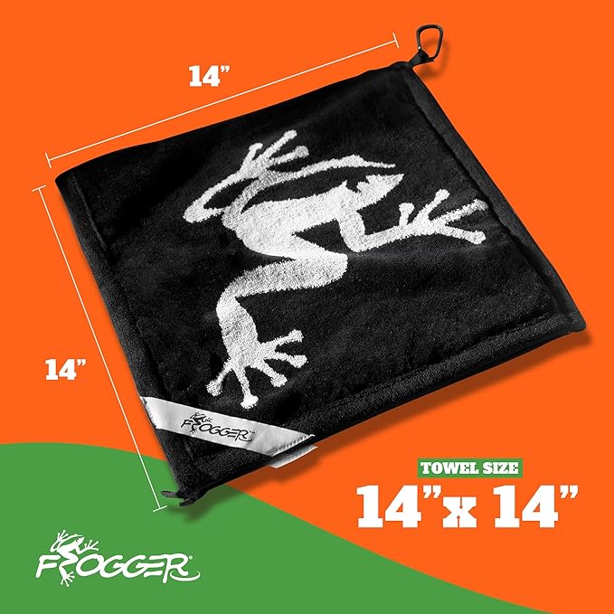 Frogger Amphibian 2-in-1 Golf Towel with Wet and Dry Technology, Navy Seals, Premium Golf Bag Accessory with Carabiner Clip, Ultra Absorbent, for Golf Dads