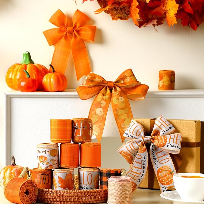 12 Rolls Fall Wired Edge Ribbon - Image 3