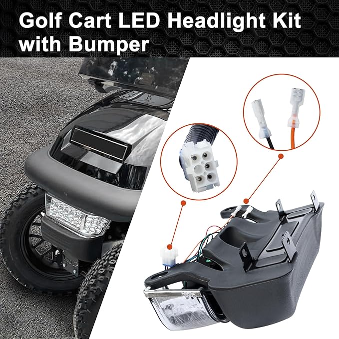Golf Cart Deluxe Light for Club Car Precedent Electric 12V Street Legal Upgrade Headlight Taillight Kits for Precedent LED Light 2004 up with Turn Signals Hazard Light Switch Horn Brake Pad